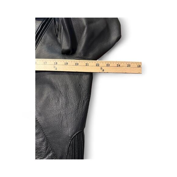 Black leather Biker Zip jacket River Road Moto Motorcycle Racing Mens 42 US L - Picture 5 of 7